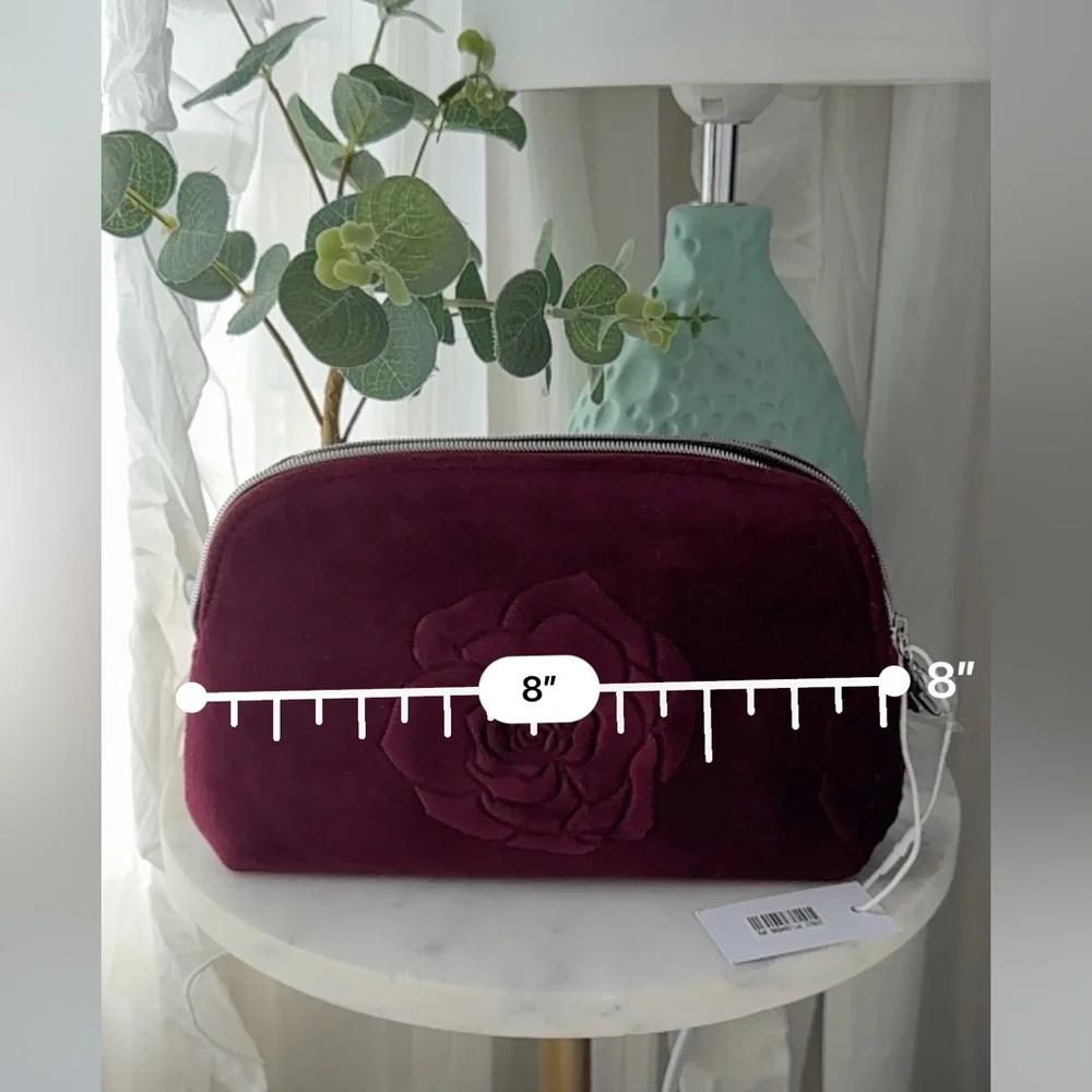 Sisley Burgundy Velvet Floral Clutch | Make Up Bag - Picture 10 of 10